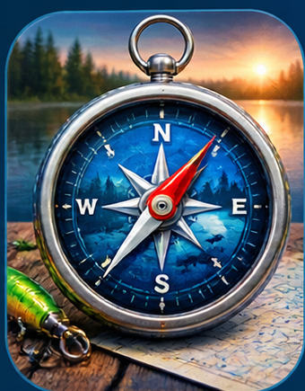 Compass representing fishing patterns